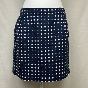 J.Crew Navy Blue Polka Dot Cotton Pencil Skirt Womens 8 Career Coastal Retro